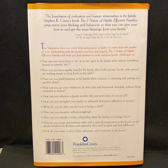 The 7 Habits of Highly Effective Families: Stephen Covey (1997) Hardcover used - Picture 2 of 9